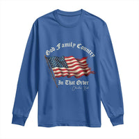 God Family Country In That Order Long Sleeve Shirt Charlie Kirk Patriotic Christian Vintage USA Flag - Wonder Print Shop