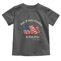 God Family Country In That Order Toddler T Shirt Charlie Kirk Patriotic Christian Vintage USA Flag - Wonder Print Shop