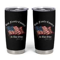 God Family Country In That Order Tumbler Cup Charlie Kirk Patriotic Christian Vintage USA Flag - Wonder Print Shop