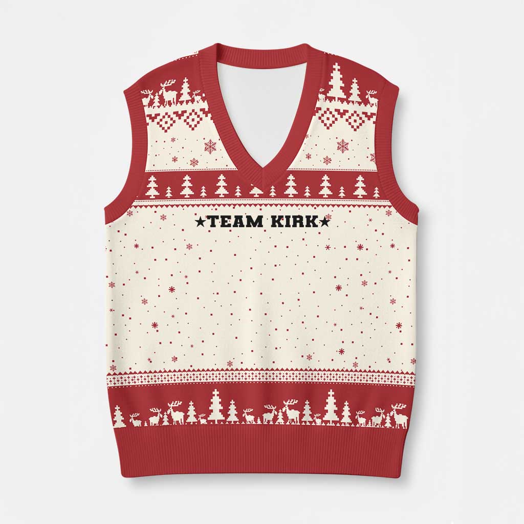 Team Kirk V-Neck Knit Sweater Vest Last Name Funny Surname Team Kirk Family Reunion - Wonder Print Shop