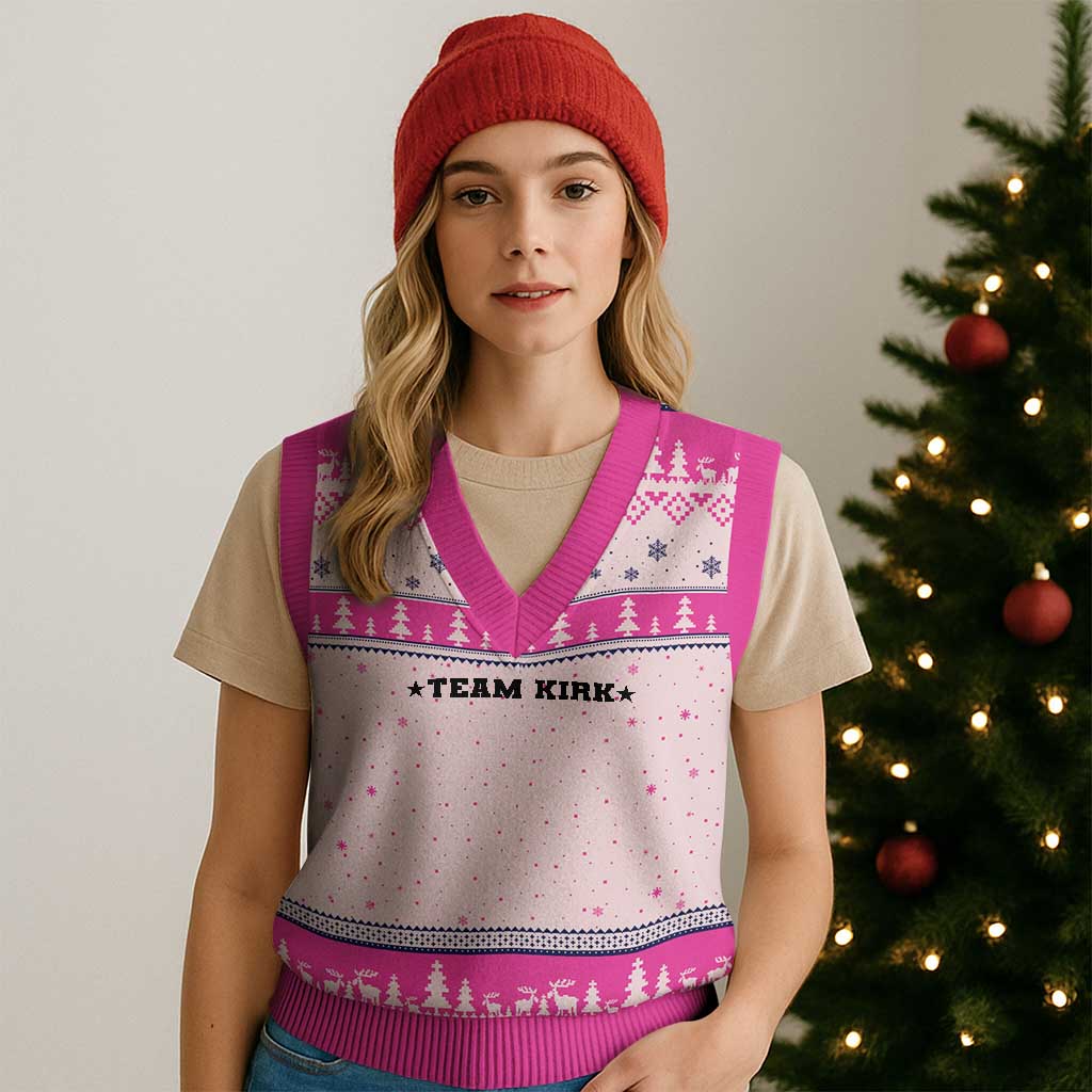 Team Kirk V-Neck Knit Sweater Vest Last Name Funny Surname Team Kirk Family Reunion - Wonder Print Shop