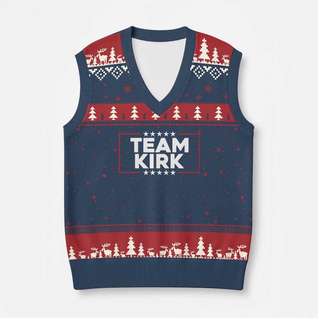 Team Kirk V-Neck Knit Sweater Vest Last Name Kirk Family Name Matching Member Surname - Wonder Print Shop