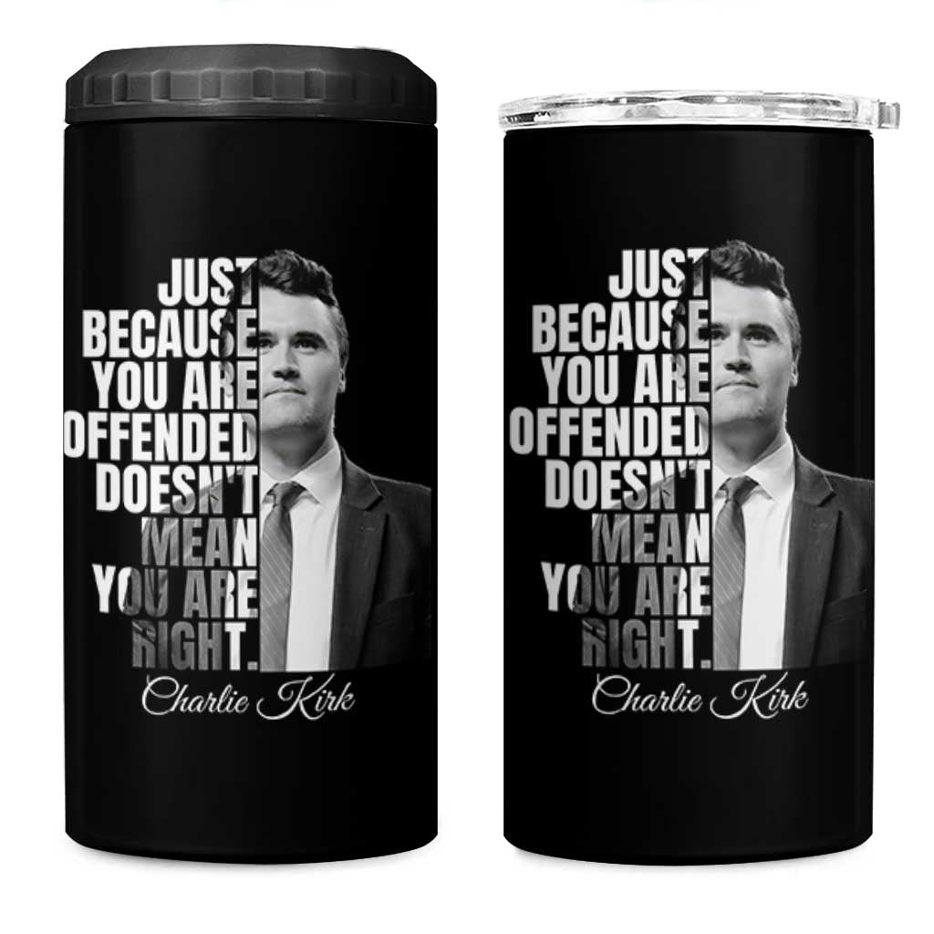 Charlie Kirk 4 in 1 Can Cooler Tumbler Free Speech Memorial Tribute - Wonder Print Shop