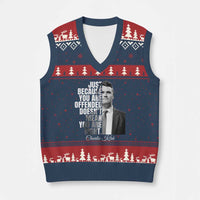 Charlie Kirk V-Neck Knit Sweater Vest Free Speech Memorial Tribute - Wonder Print Shop