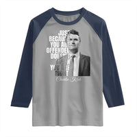 Charlie Kirk Raglan Shirt Free Speech Memorial Tribute - Wonder Print Shop