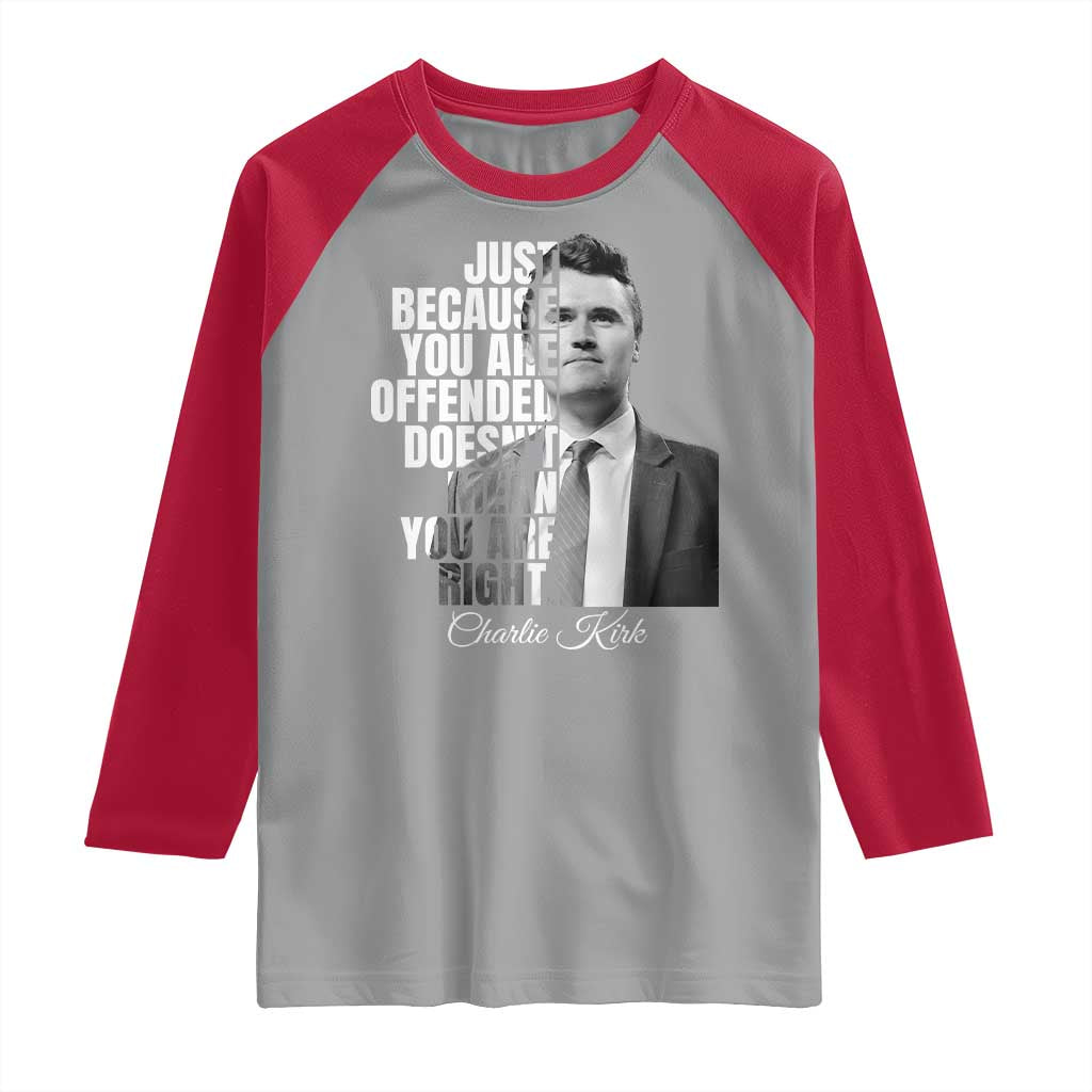 Charlie Kirk Raglan Shirt Free Speech Memorial Tribute - Wonder Print Shop