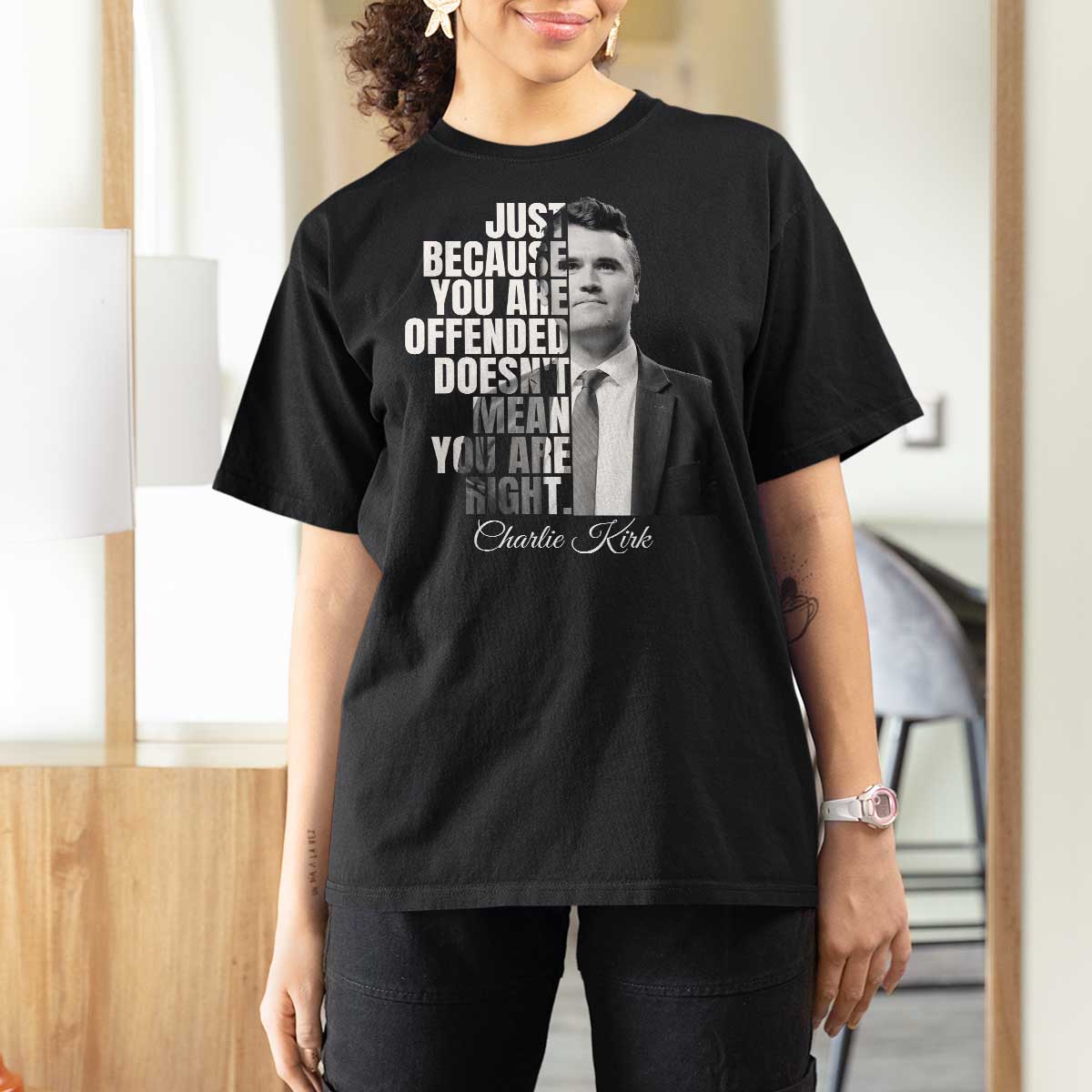 Charlie Kirk T Shirt For Women Free Speech Memorial Tribute - Wonder Print Shop