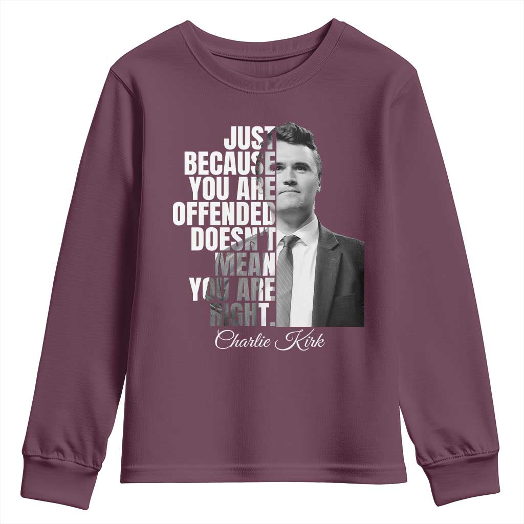 Charlie Kirk Youth Sweatshirt Free Speech Memorial Tribute - Wonder Print Shop