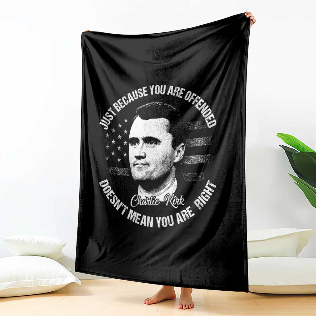 Charlie Kirk Throw Blanket Free Speech Retro USA Flag - Wonder Print Shop