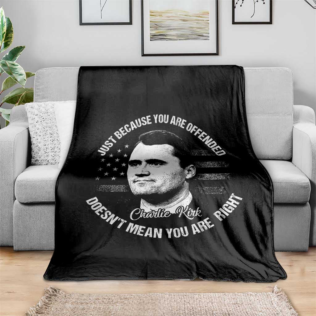 Charlie Kirk Throw Blanket Free Speech Retro USA Flag - Wonder Print Shop