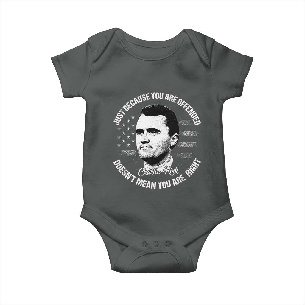 Charlie Kirk Baby Onesie Free Speech Retro USA Flag - Wonder Print Shop