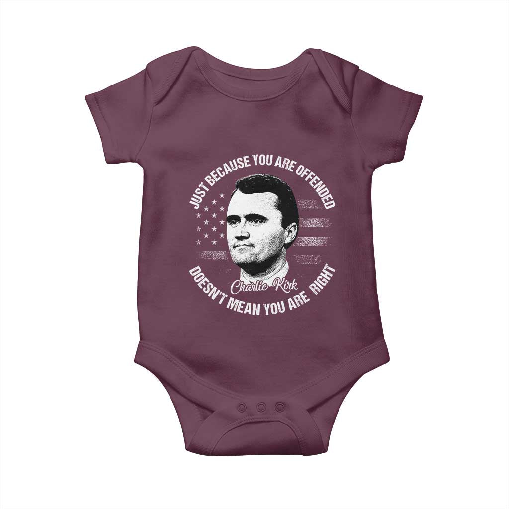 Charlie Kirk Baby Onesie Free Speech Retro USA Flag - Wonder Print Shop