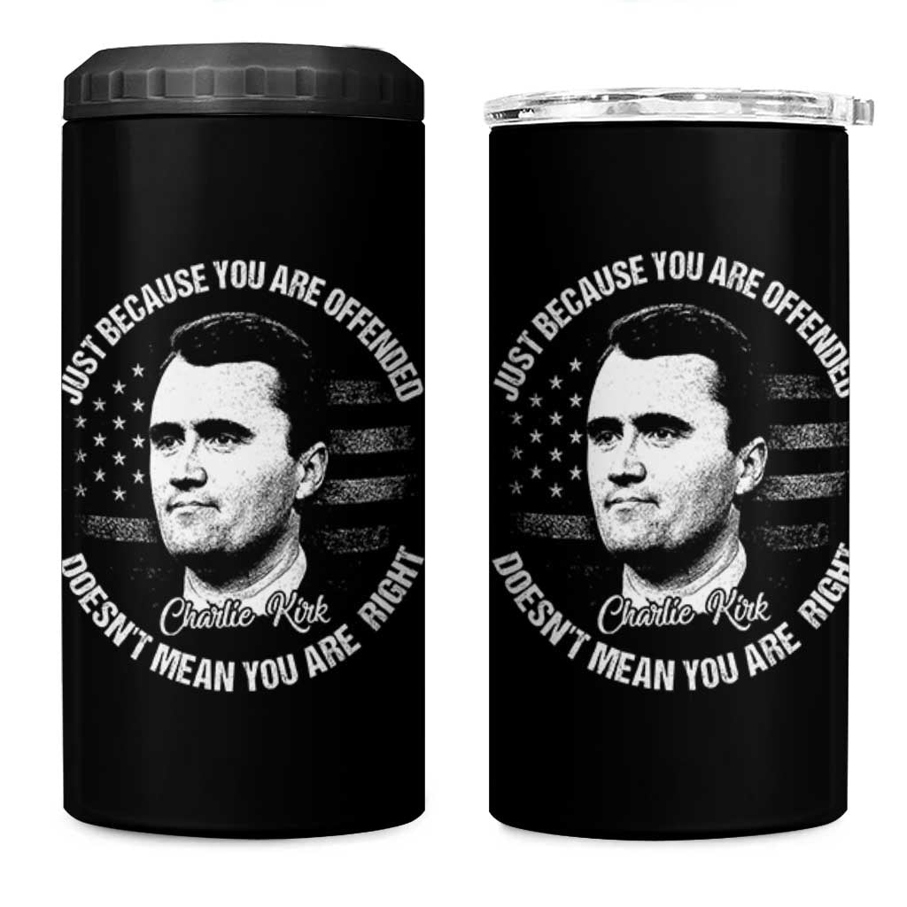 Charlie Kirk 4 in 1 Can Cooler Tumbler Free Speech Retro USA Flag - Wonder Print Shop
