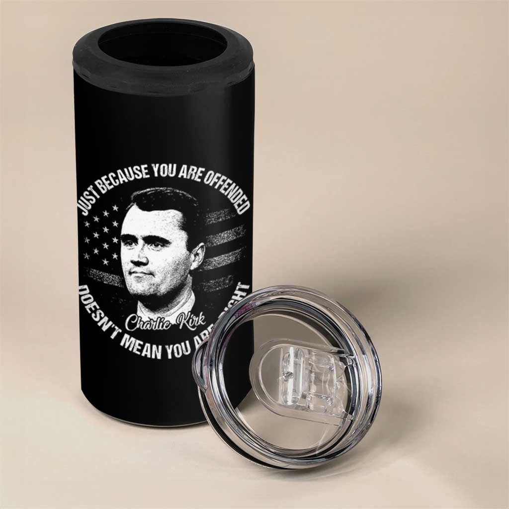 Charlie Kirk 4 in 1 Can Cooler Tumbler Free Speech Retro USA Flag - Wonder Print Shop