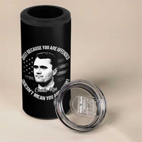 Charlie Kirk 4 in 1 Can Cooler Tumbler Free Speech Retro USA Flag - Wonder Print Shop