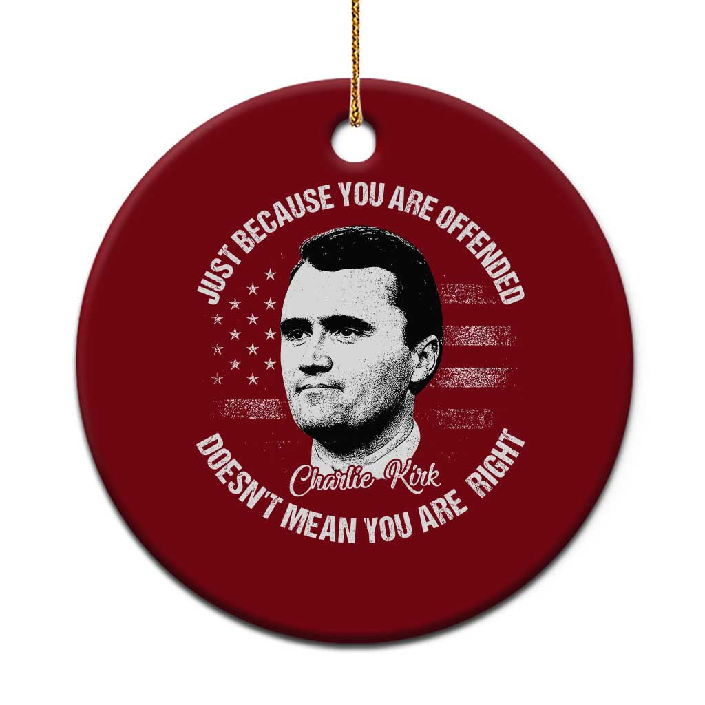 Charlie Kirk Ceramic Ornament Free Speech Retro USA Flag - Wonder Print Shop