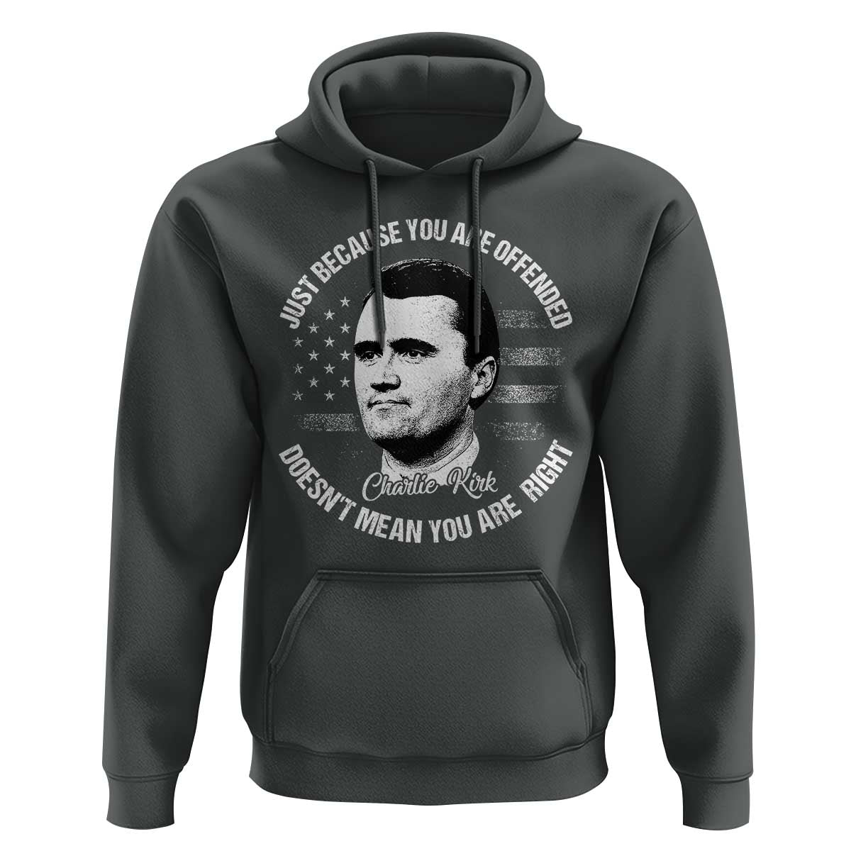 Charlie Kirk Hoodie Free Speech Retro USA Flag - Wonder Print Shop
