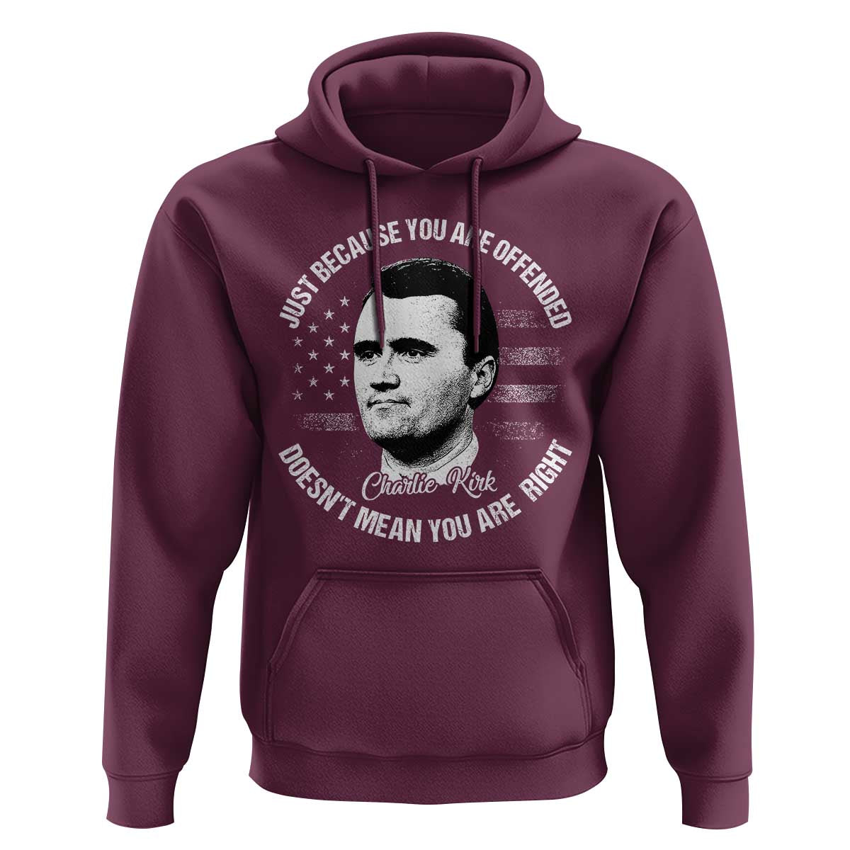 Charlie Kirk Hoodie Free Speech Retro USA Flag - Wonder Print Shop