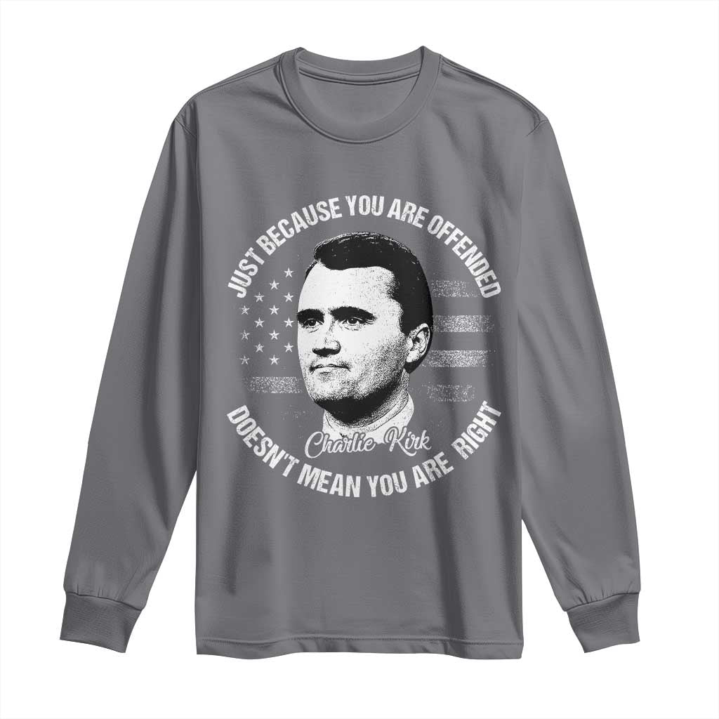Charlie Kirk Long Sleeve Shirt Free Speech Retro USA Flag - Wonder Print Shop