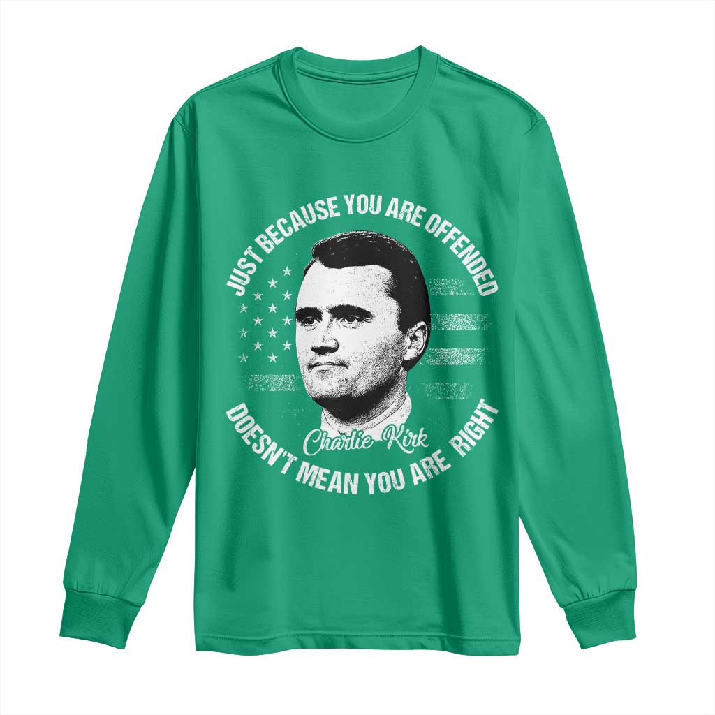 Charlie Kirk Long Sleeve Shirt Free Speech Retro USA Flag - Wonder Print Shop