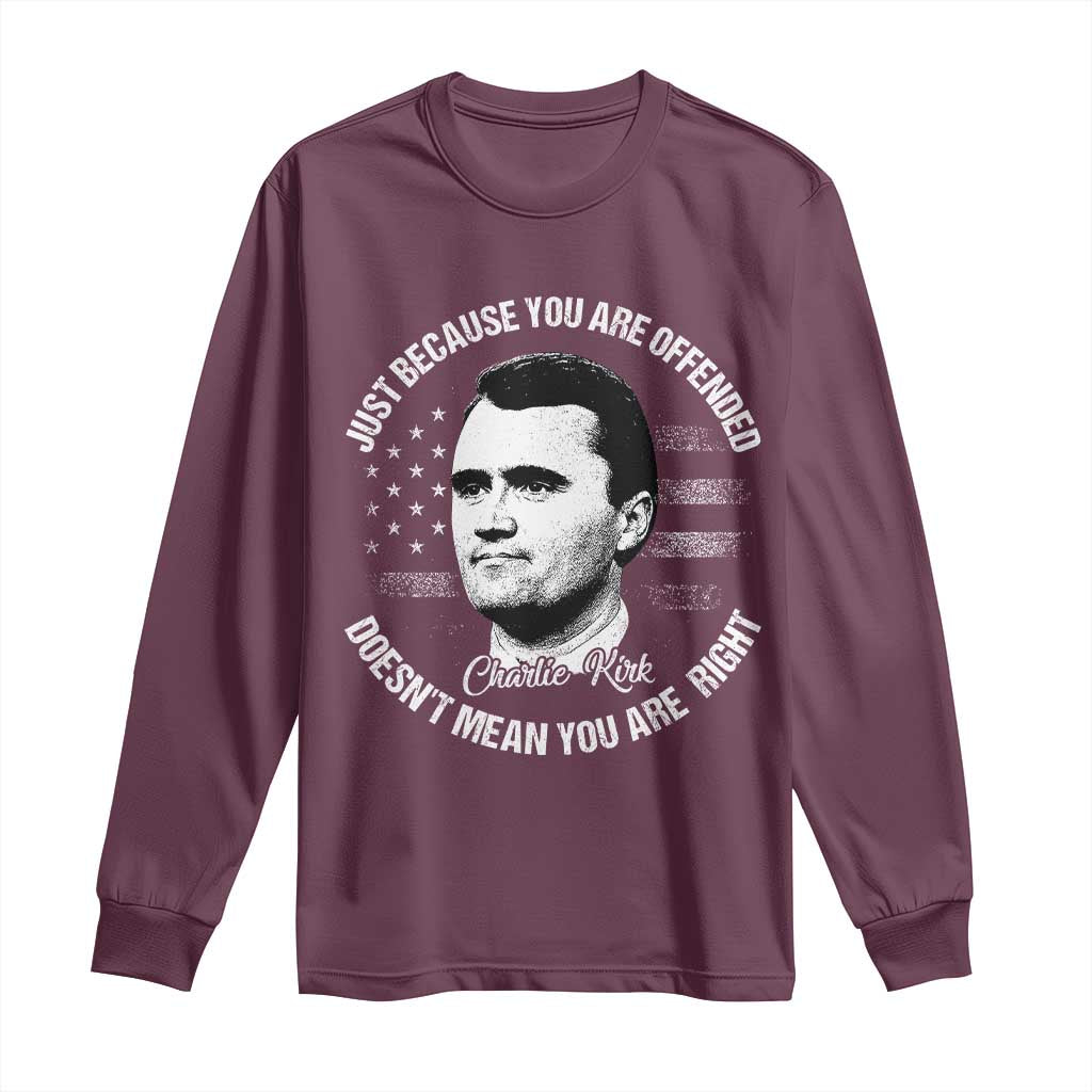 Charlie Kirk Long Sleeve Shirt Free Speech Retro USA Flag - Wonder Print Shop