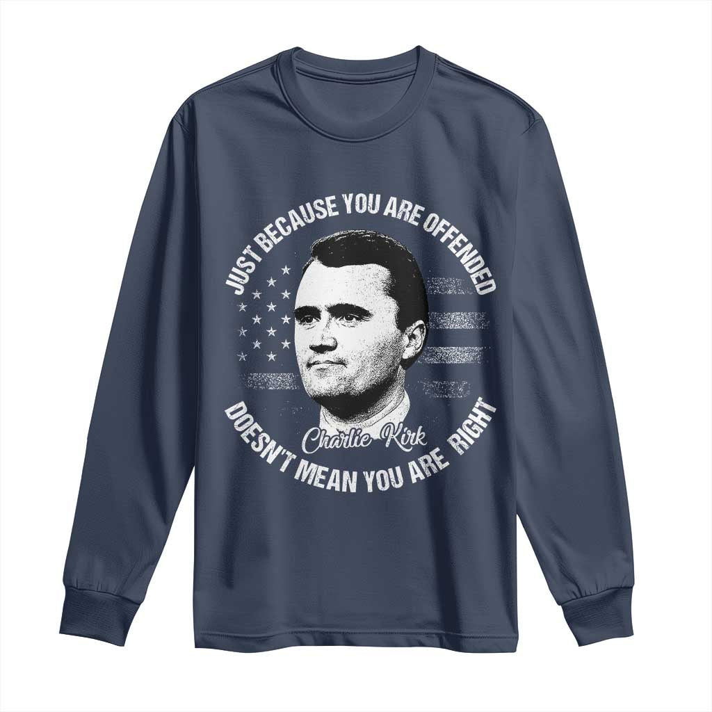 Charlie Kirk Long Sleeve Shirt Free Speech Retro USA Flag - Wonder Print Shop