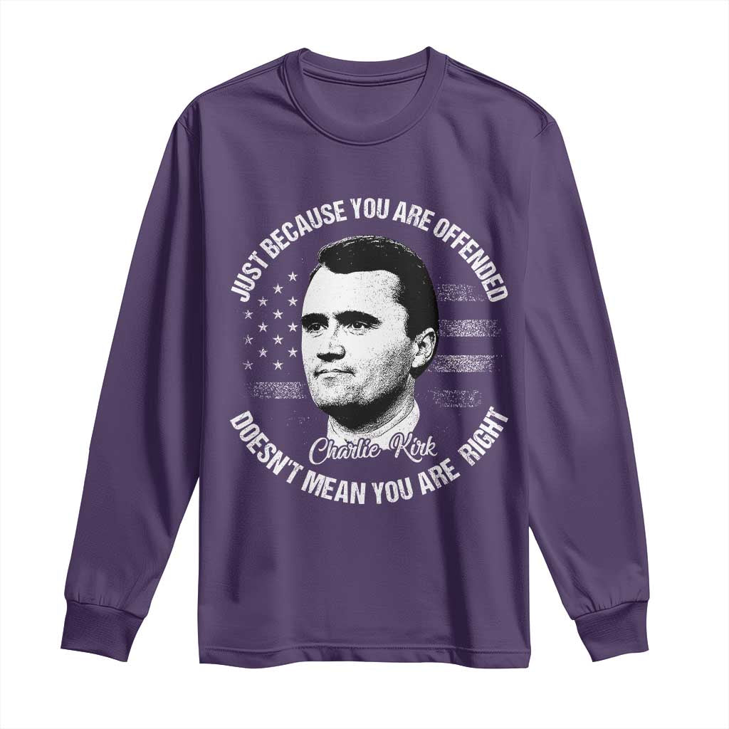 Charlie Kirk Long Sleeve Shirt Free Speech Retro USA Flag - Wonder Print Shop