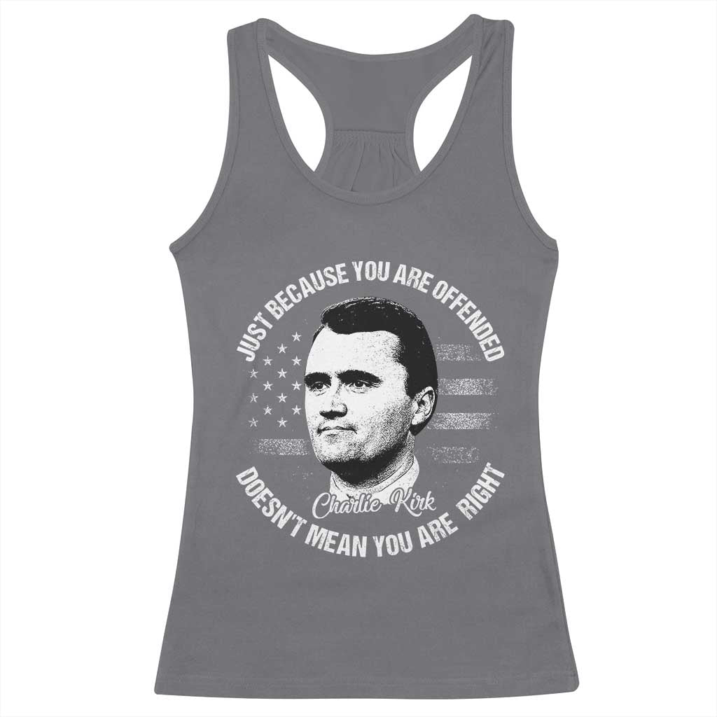 Charlie Kirk Racerback Tank Top Free Speech Retro USA Flag - Wonder Print Shop