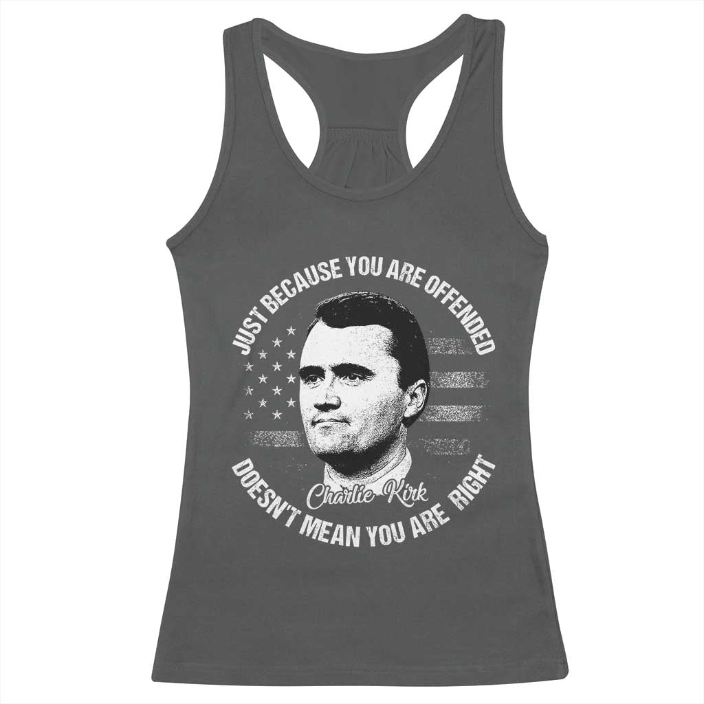 Charlie Kirk Racerback Tank Top Free Speech Retro USA Flag - Wonder Print Shop
