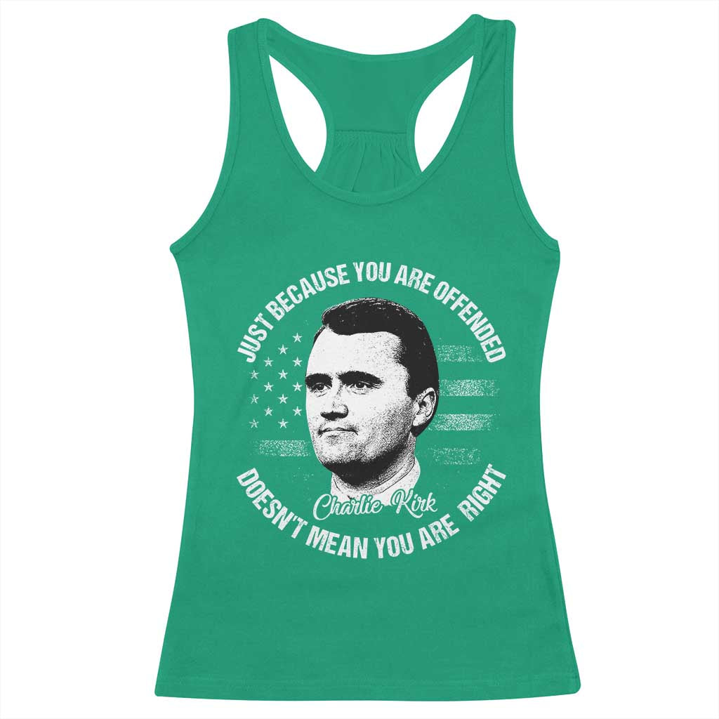 Charlie Kirk Racerback Tank Top Free Speech Retro USA Flag - Wonder Print Shop
