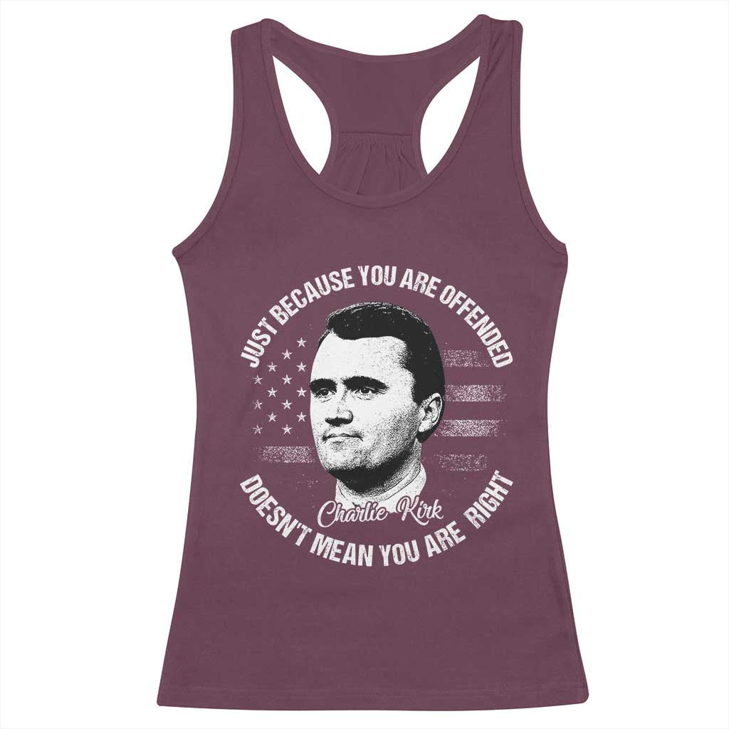 Charlie Kirk Racerback Tank Top Free Speech Retro USA Flag - Wonder Print Shop