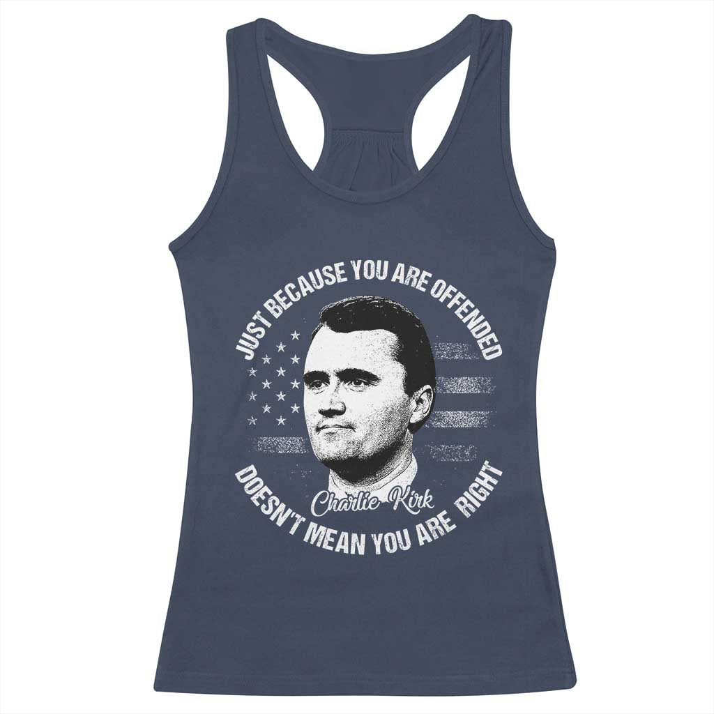 Charlie Kirk Racerback Tank Top Free Speech Retro USA Flag - Wonder Print Shop