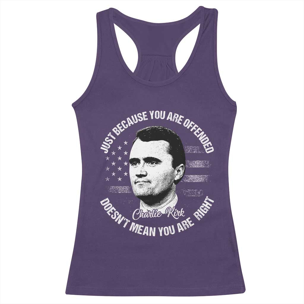 Charlie Kirk Racerback Tank Top Free Speech Retro USA Flag - Wonder Print Shop
