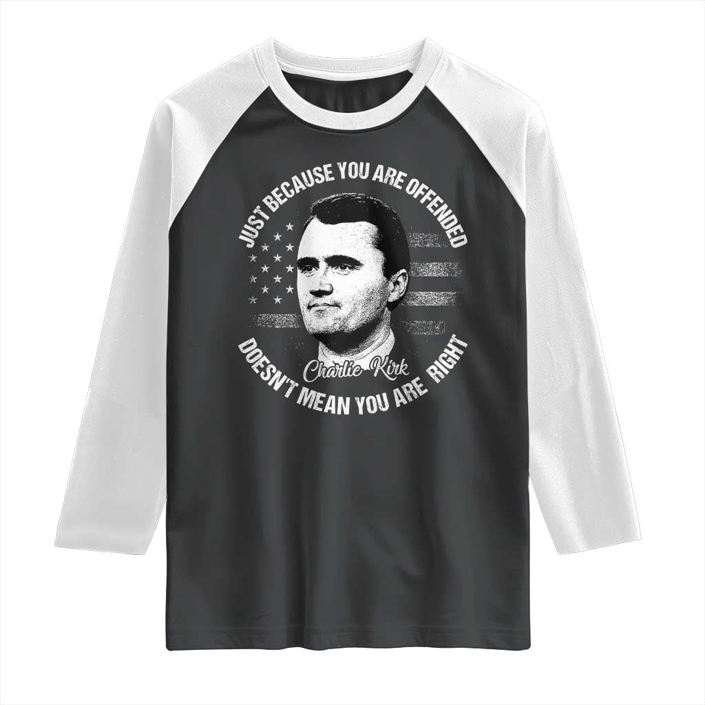 Charlie Kirk Raglan Shirt Free Speech Retro USA Flag - Wonder Print Shop