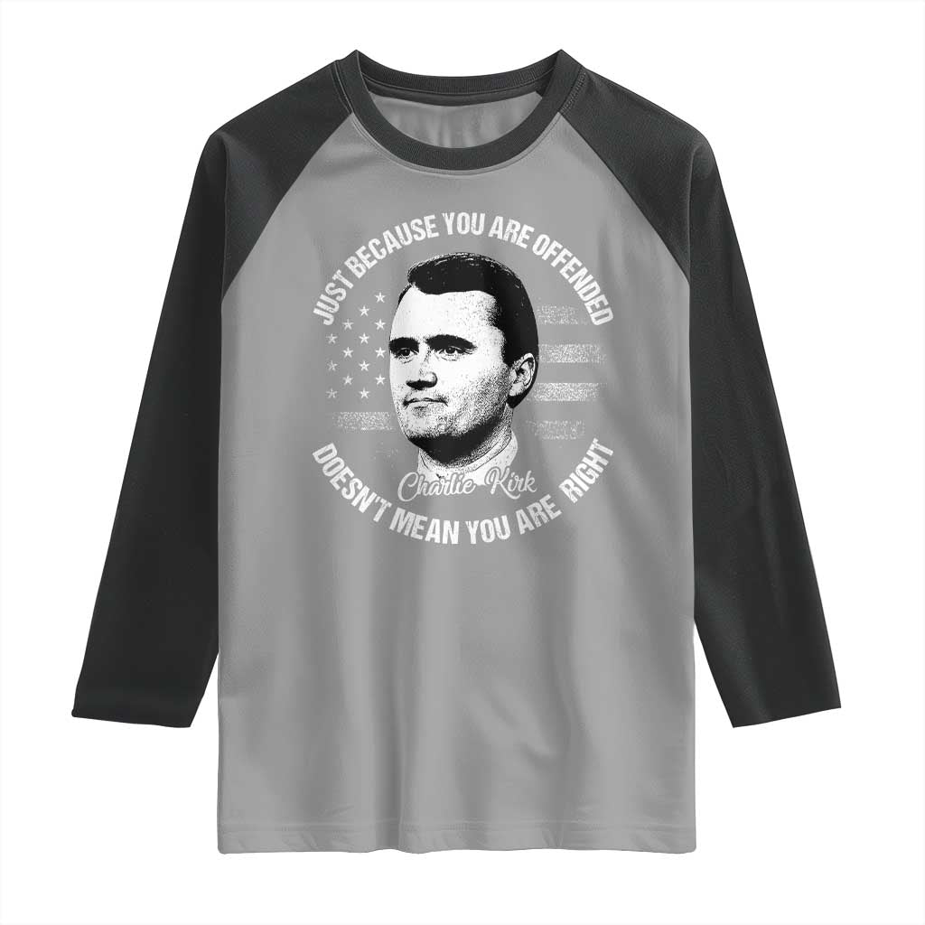 Charlie Kirk Raglan Shirt Free Speech Retro USA Flag - Wonder Print Shop