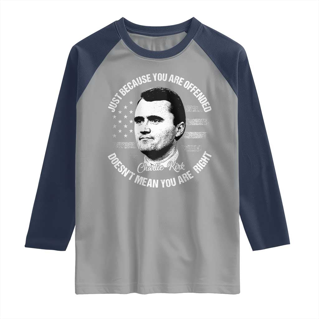 Charlie Kirk Raglan Shirt Free Speech Retro USA Flag - Wonder Print Shop