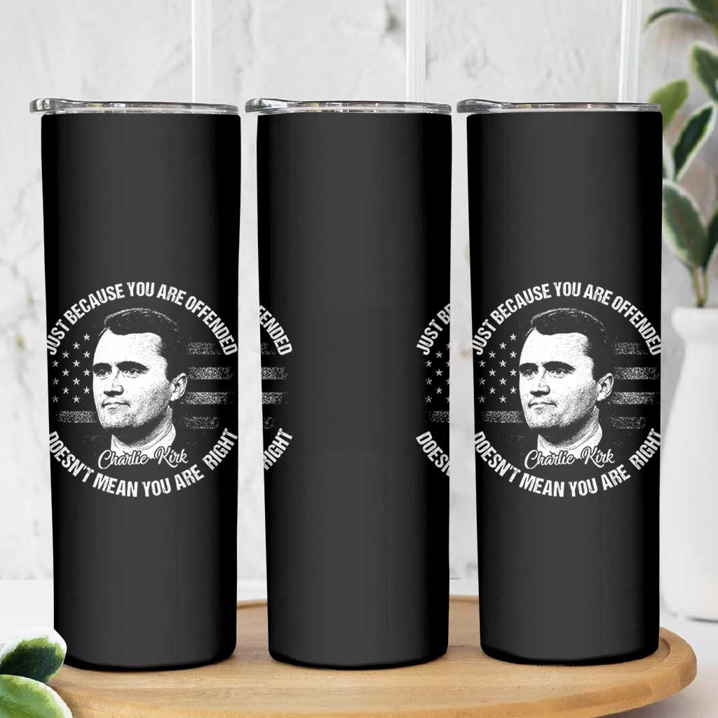 Charlie Kirk Skinny Tumbler Free Speech Retro USA Flag - Wonder Print Shop