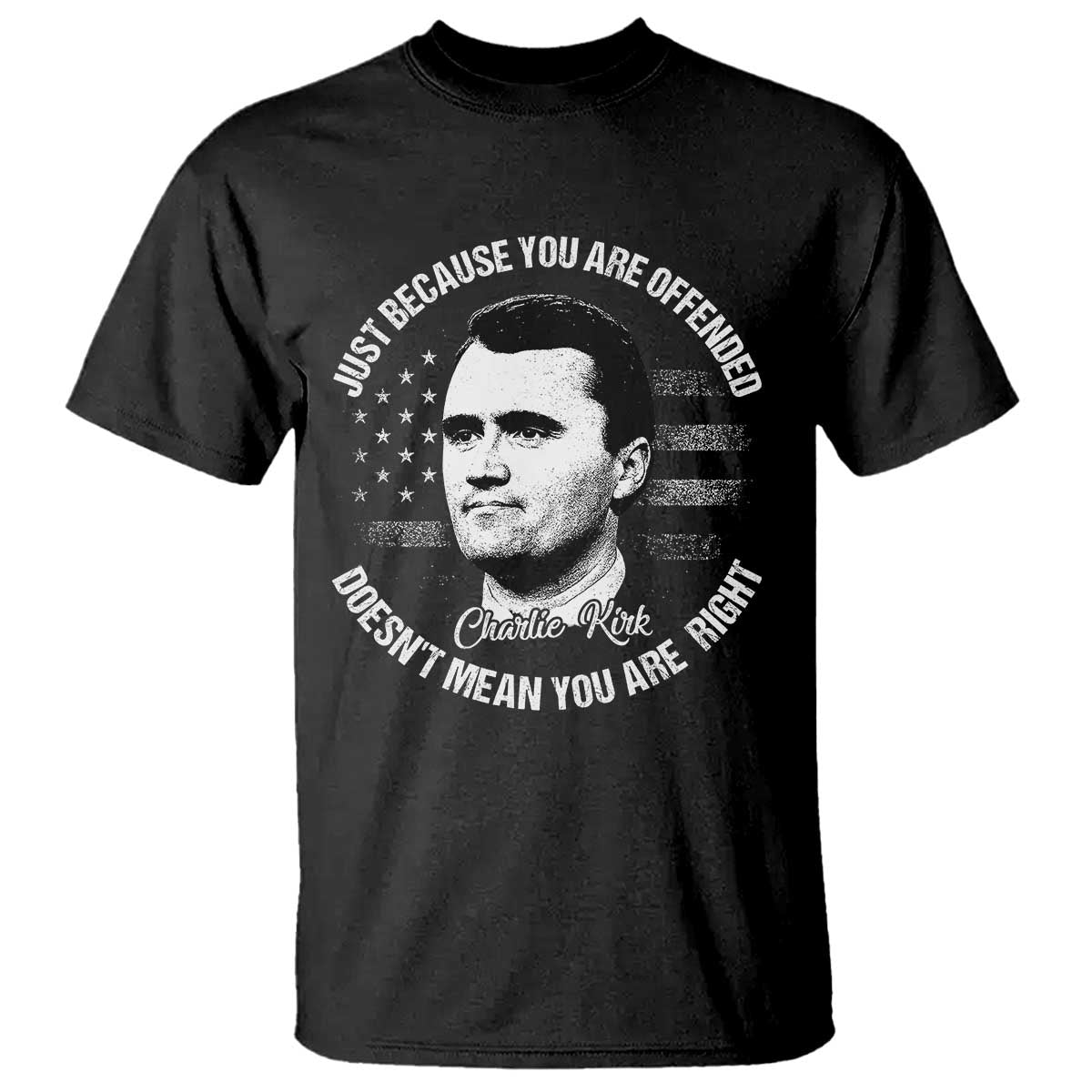 Charlie Kirk T Shirt Free Speech Retro USA Flag - Wonder Print Shop