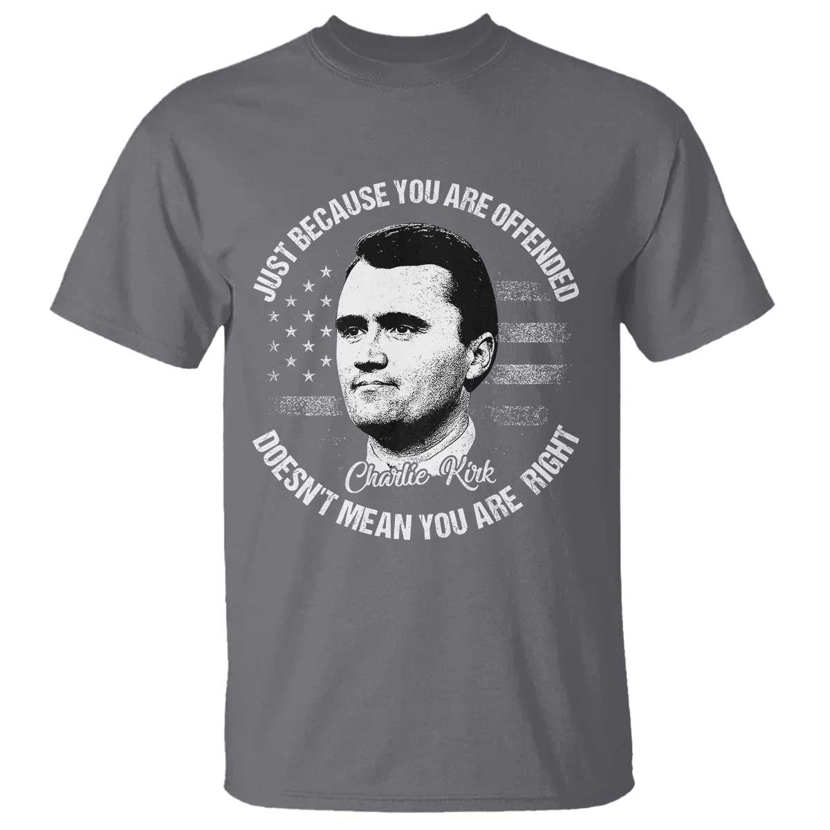 Charlie Kirk T Shirt Free Speech Retro USA Flag - Wonder Print Shop