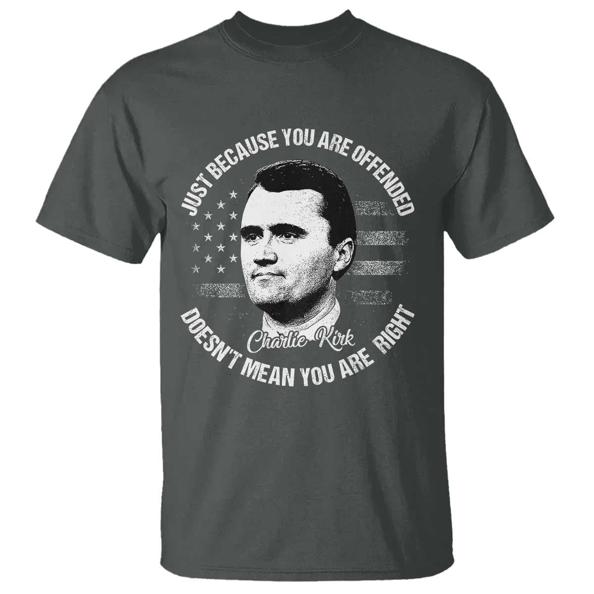 Charlie Kirk T Shirt Free Speech Retro USA Flag - Wonder Print Shop