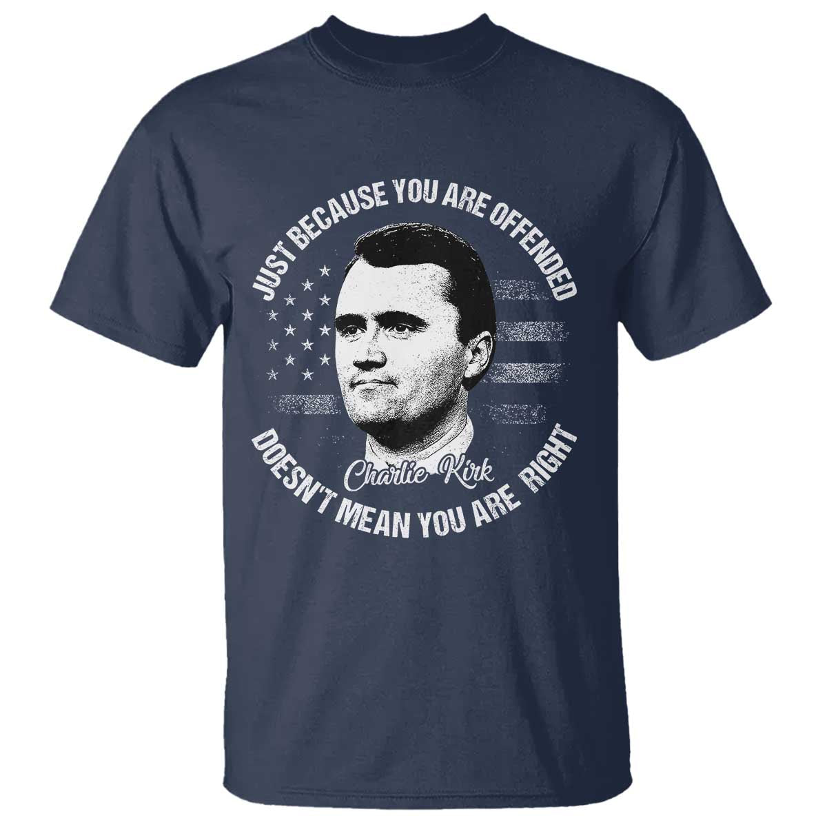 Charlie Kirk T Shirt Free Speech Retro USA Flag - Wonder Print Shop