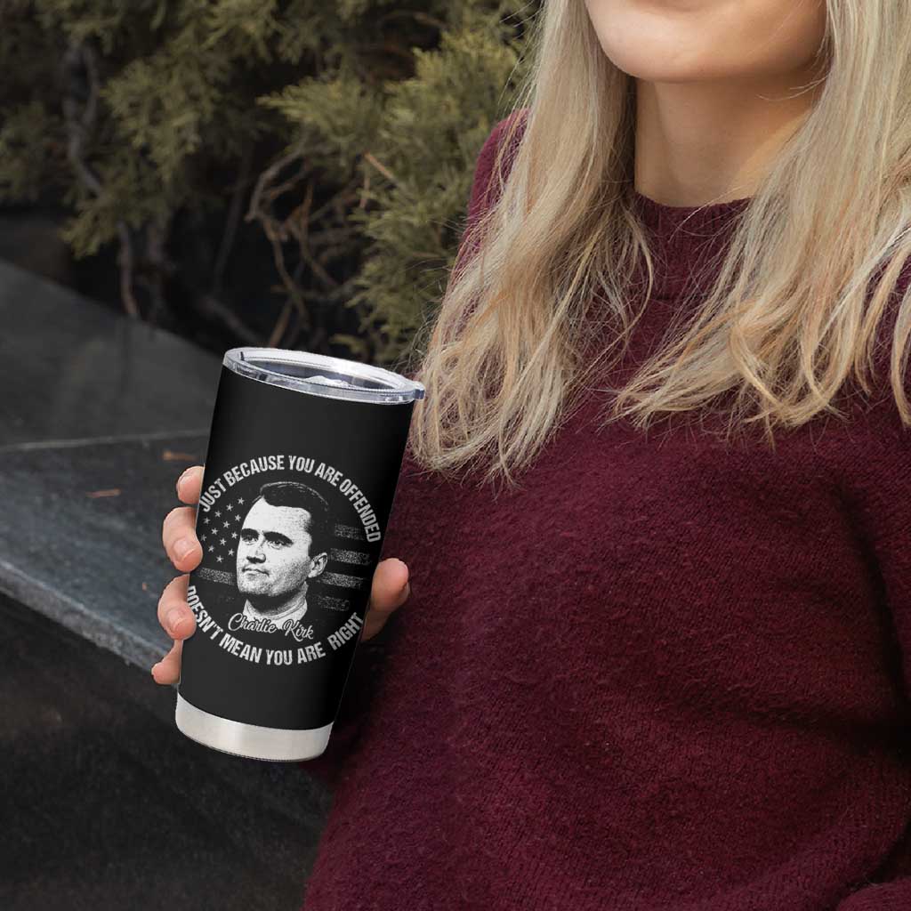 Charlie Kirk Tumbler Cup Free Speech Retro USA Flag - Wonder Print Shop