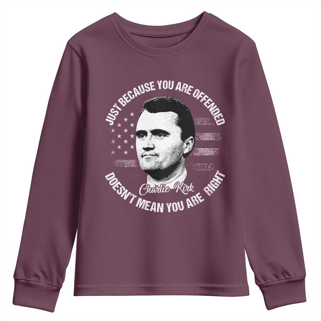 Charlie Kirk Youth Sweatshirt Free Speech Retro USA Flag - Wonder Print Shop