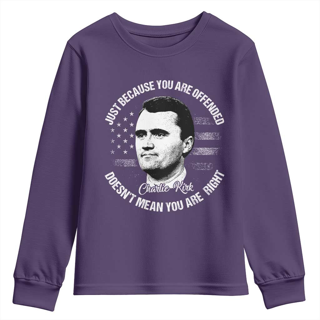 Charlie Kirk Youth Sweatshirt Free Speech Retro USA Flag - Wonder Print Shop