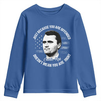 Charlie Kirk Youth Sweatshirt Free Speech Retro USA Flag - Wonder Print Shop