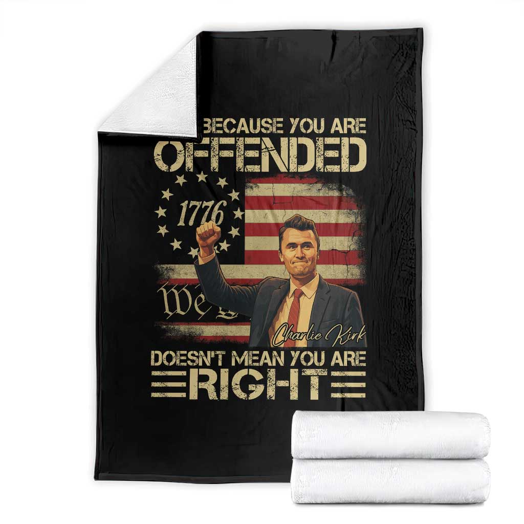 Charlie Kirk Memorial Throw Blanket Freedom Commemorative USA Flag Tribute - Wonder Print Shop