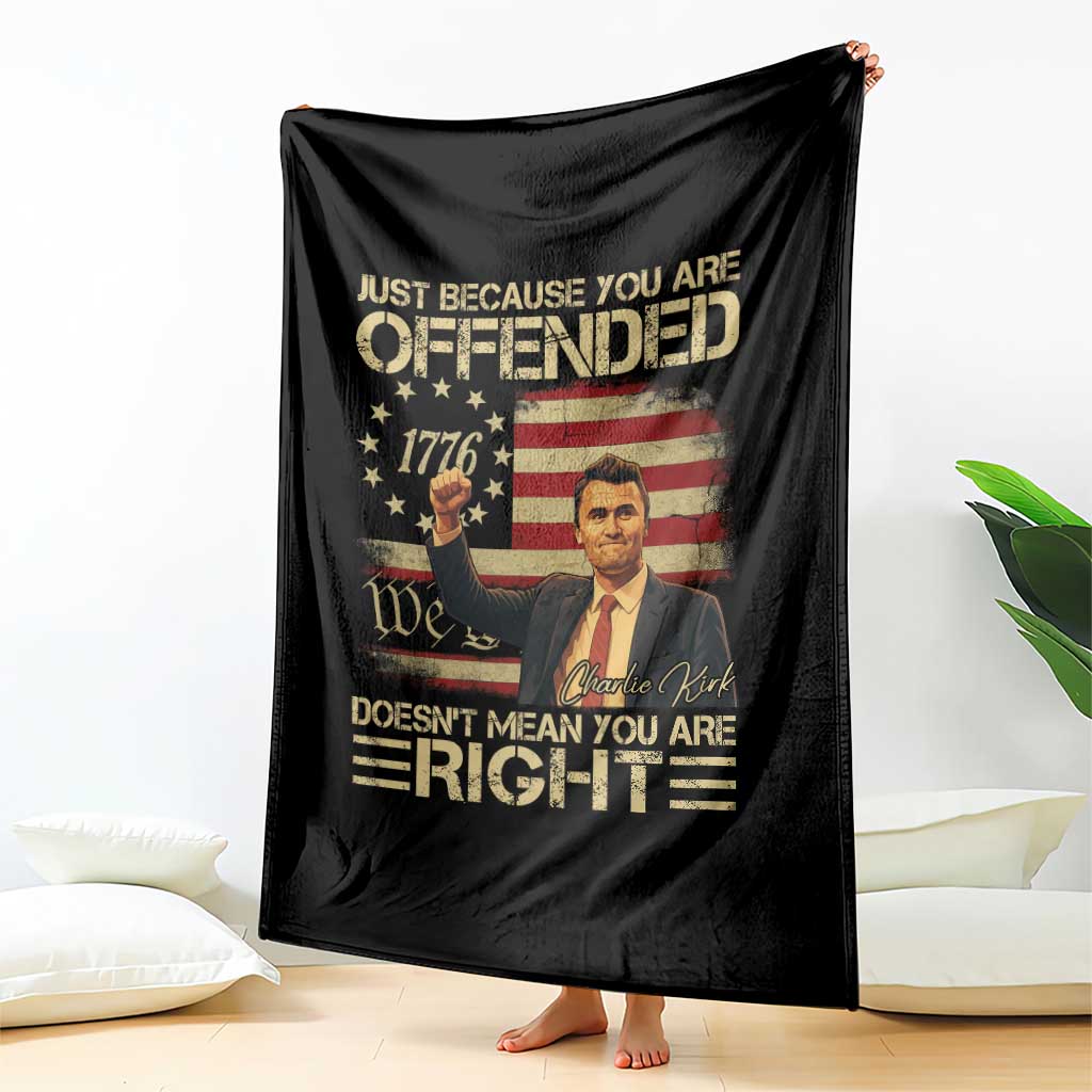 Charlie Kirk Memorial Throw Blanket Freedom Commemorative USA Flag Tribute - Wonder Print Shop