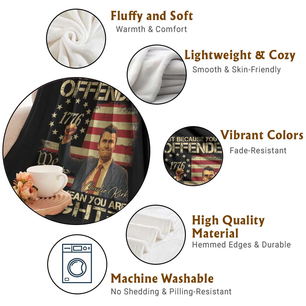 Charlie Kirk Memorial Throw Blanket Freedom Commemorative USA Flag Tribute - Wonder Print Shop