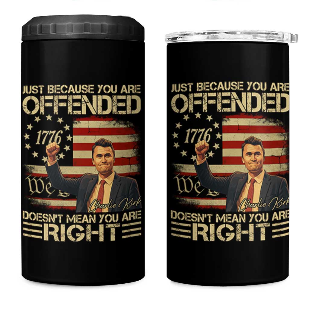 Charlie Kirk Memorial 4 in 1 Can Cooler Tumbler Freedom Commemorative USA Flag Tribute - Wonder Print Shop