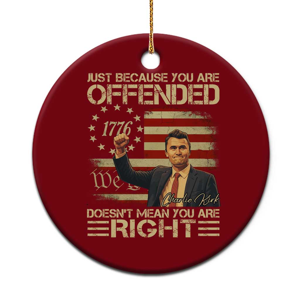 Charlie Kirk Memorial Ceramic Ornament Freedom Commemorative USA Flag Tribute - Wonder Print Shop